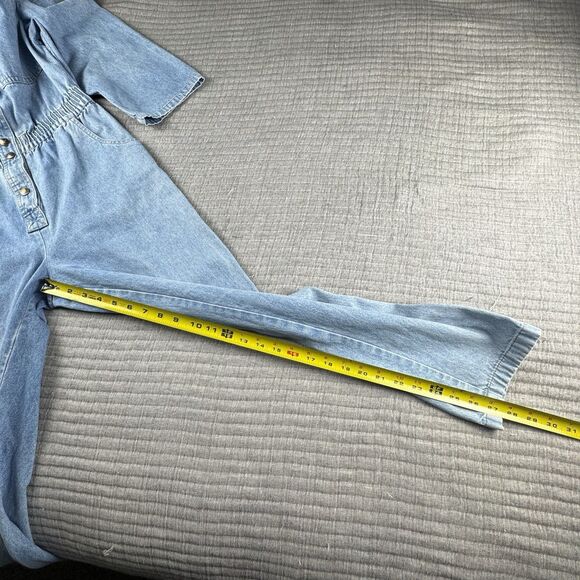 Vintage Dreams Denim Jumpsuit Womens Small 80s Full Length Jean Romper - Picture 5 of 10